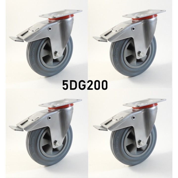 Pack composé de 4 roulettes Ø 200 mm série 2240/DG au choix