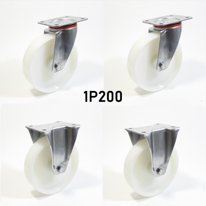 Pack composé de 4 roulettes Ø 200 mm série 2240/P au choix