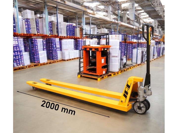 Transpalette manuel renforcé, fourches 2000x540 mm, charge 2000 Kg.