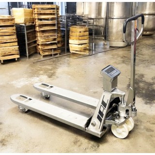Transpalette manuel peseur inox 304 charges 2000 Kg / pesage 2000 Kg