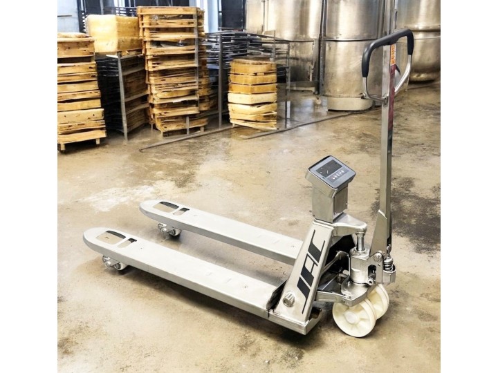 Transpalette manuel peseur inox 304 charges 2000 Kg / pesage 2000 Kg