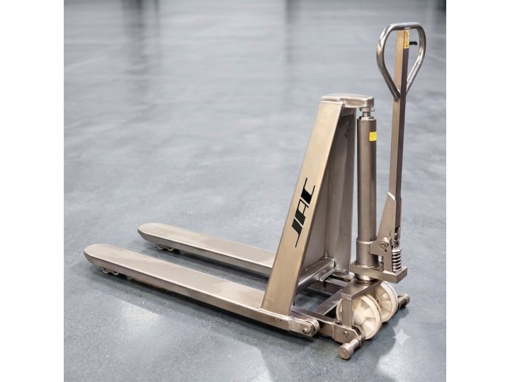 Transpalette haute levée manuel inox, charges 1000 Kg, fourches standard, série TH.