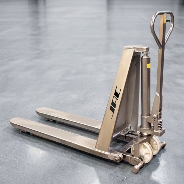 Transpalette haute levée manuel inox, charges 1000 Kg, fourches standard, série TH.