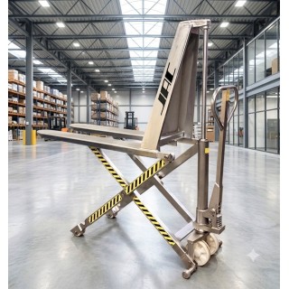Transpalette haute levée manuel inox, charges 1000 Kg, fourches standard, série TH.