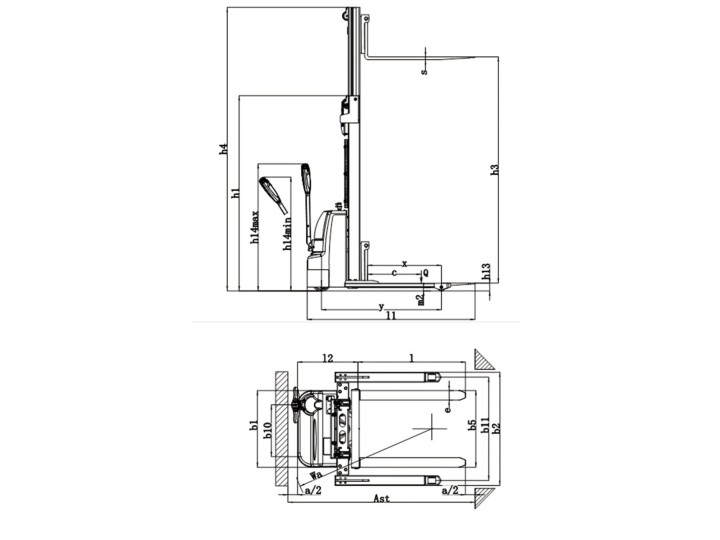 Gerbeur tout électrique à bras encadrant, charge 1500 Kg, levée 2500 mm