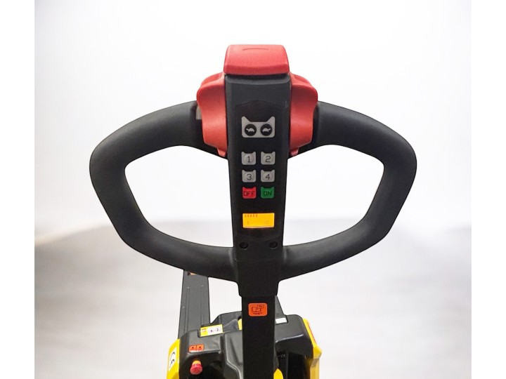 Transpalette tout électrique compact, avec roulettes stabilisatrices, charge 1500 Kg
