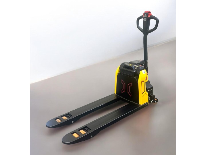 Transpalette tout électrique compact, avec roulettes stabilisatrices, charge 1500 Kg