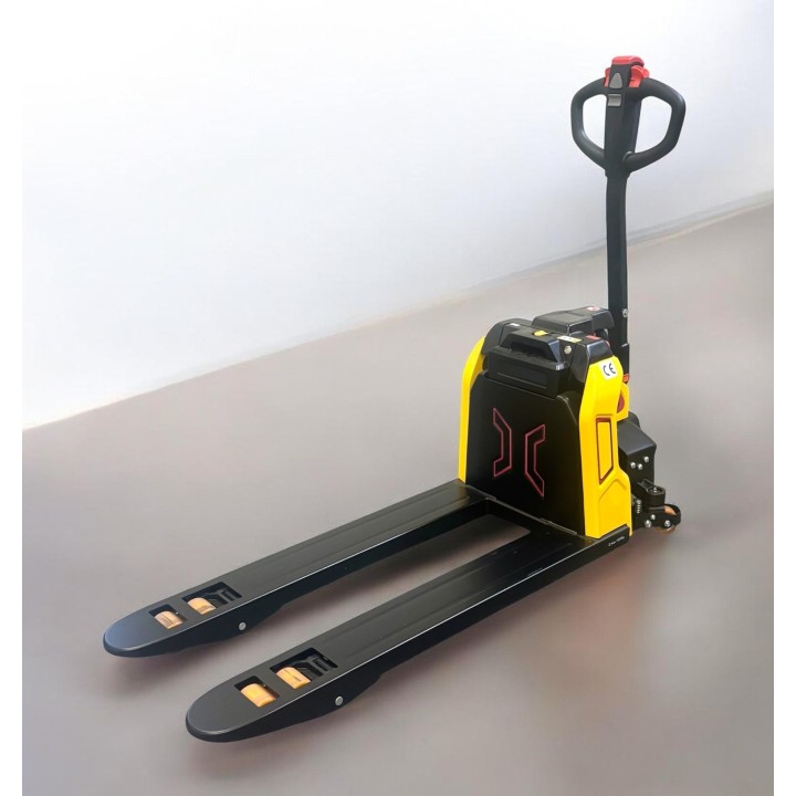 Transpalette tout électrique compact, avec roulettes stabilisatrices, charge 1500 Kg