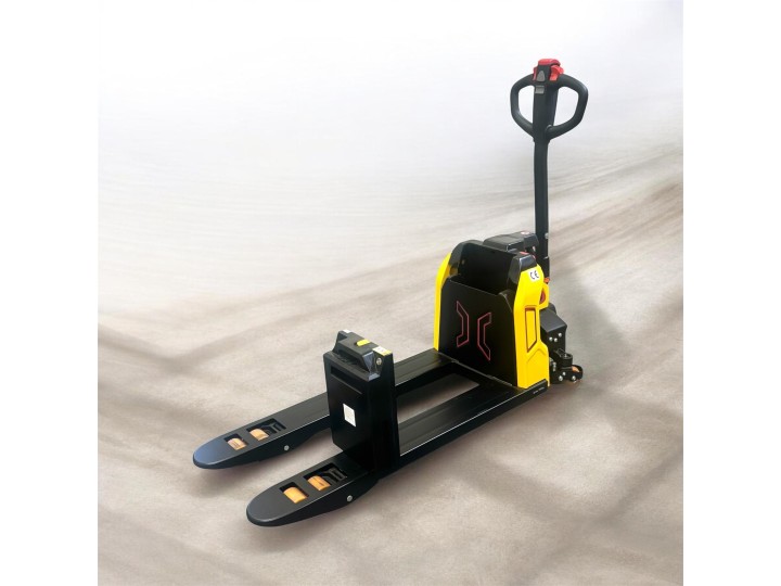 Transpalette tout électrique compact, avec roulettes stabilisatrices, charge 1500 Kg