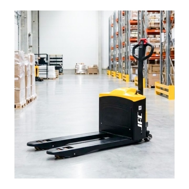 Transpalette tout électrique semi compact, avec roulettes stabilisatrices, charge 2000 Kg