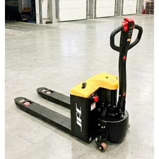 Transpalette tout électrique semi compact, avec roulettes stabilisatrices, charge 2000 Kg