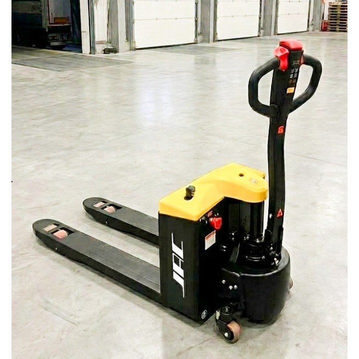 Transpalette tout électrique semi compact, avec roulettes stabilisatrices, charge 2000 Kg